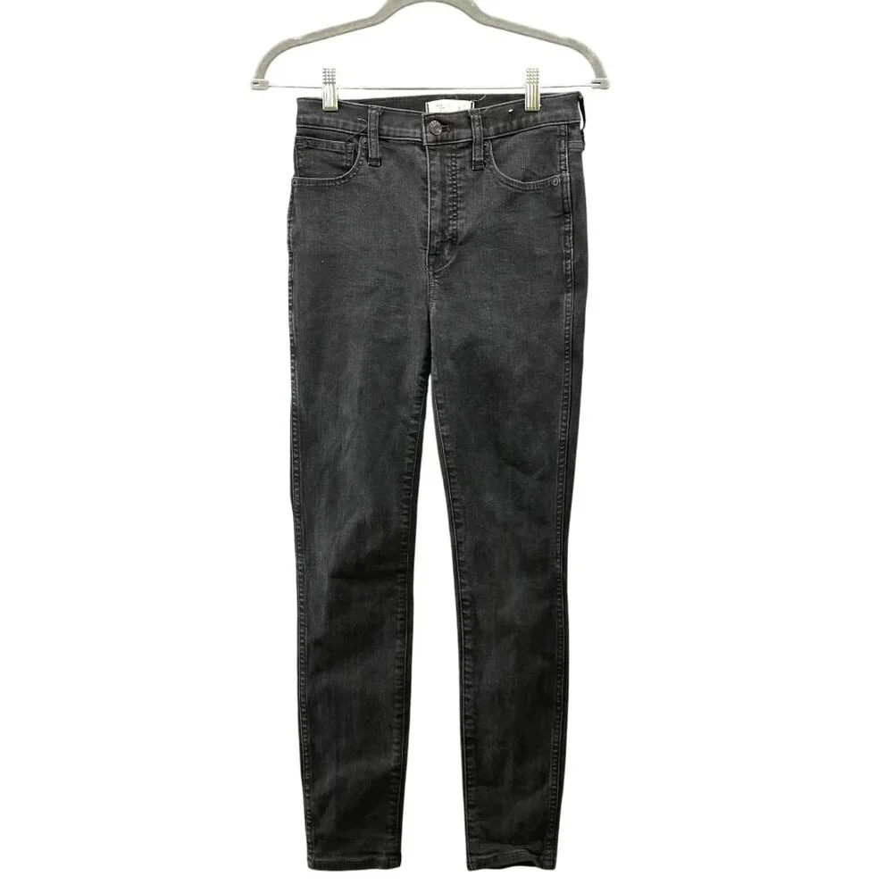 Madewell 10'' High Rise Skinny‎ Jean Womens 26 Black Charcoal Wash Stretch